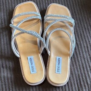 Steve Madden Women's Sandals - Cream and Silver size 8